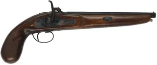 Percussion Pistol, 
41 caliber smoothbore, 9-1/2" barrel,
percussion, beech, iron, by EIG Eibar, Spain, used